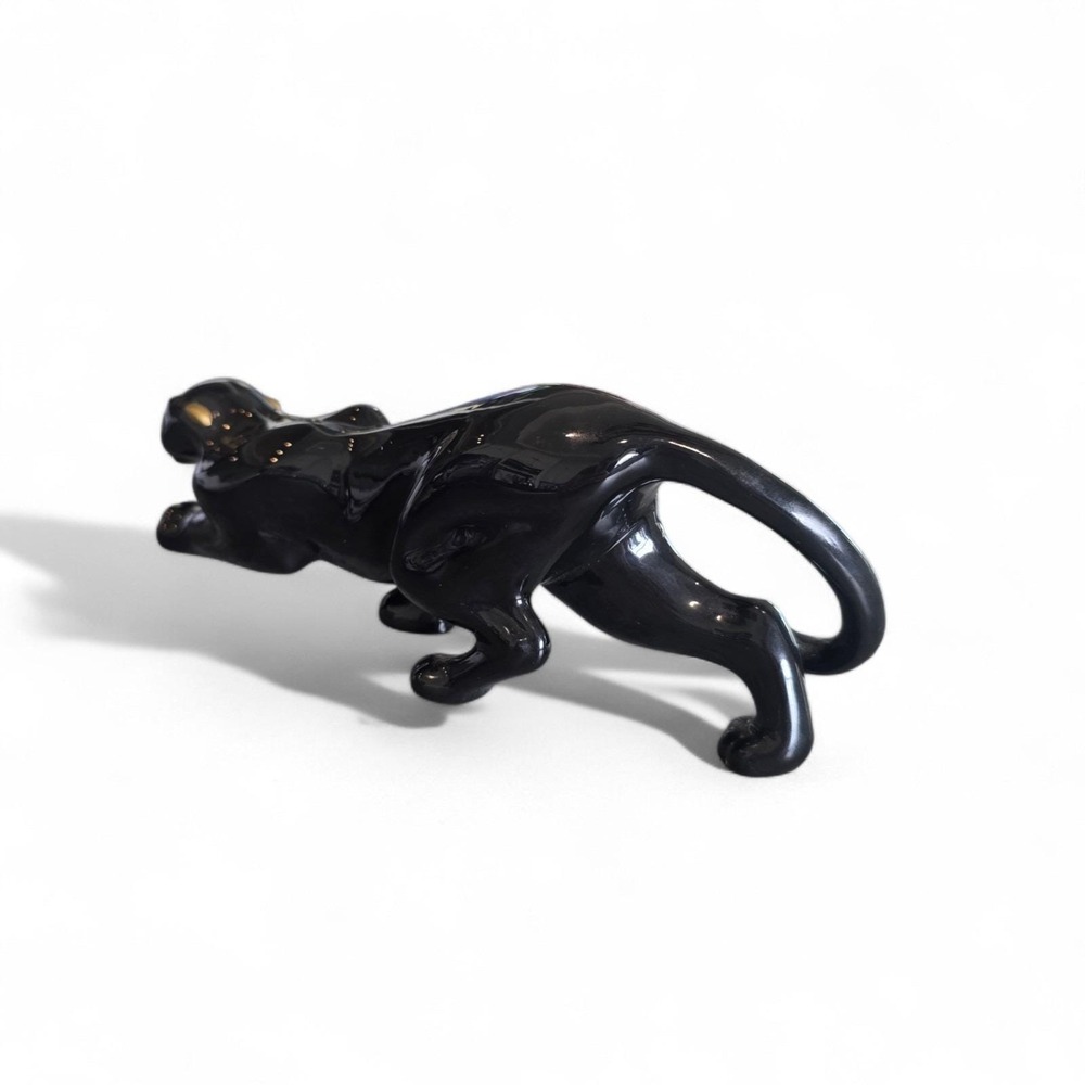 Lenox Cat MCM 1994 Fine Porcelain 24k Gold Details Panther Midnight Prowl 9" - Picture 4 of 13